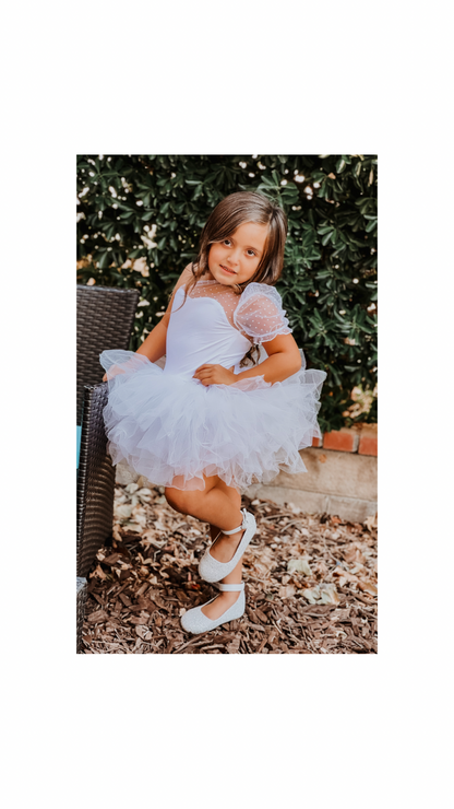 White one shoulder tutu leotard