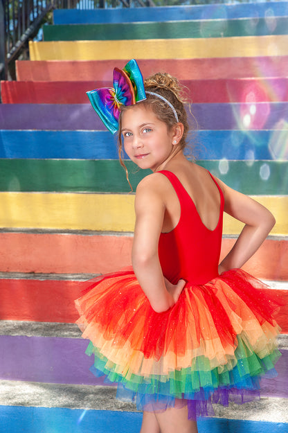 BRIGHT RAINBOW SWEETHEART SOFT TULLE TUTU LEOTARD