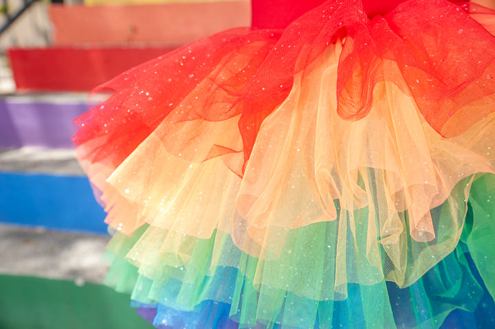 BRIGHT RAINBOW SWEETHEART lSOFT TULLE TUTU LEOTARD